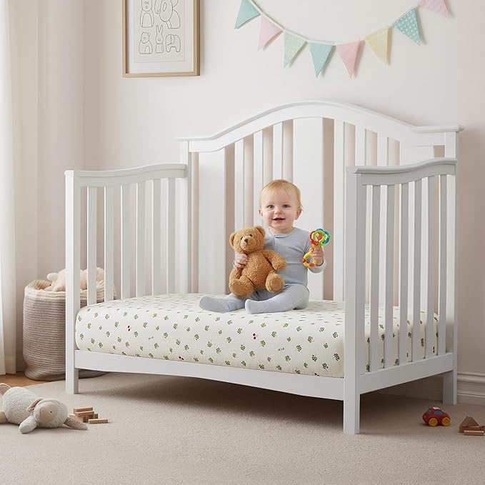 SiinvdaBZX 2 Pcs Muslin Crib Sheets Neutral, Ultra Soft Cotton Breathable Fitted Baby Crib Mattress Sheets for 52"x28" Standard Toddler Mattress (Leaf + Clovers)