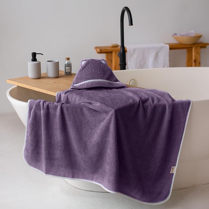 Premium Toddler Towels with Hood - Extra Soft Rayon from Bamboo Toddler Bath Towel (Purple)