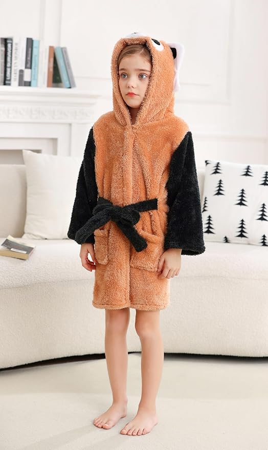CuteOn Bathrobe for Women Soft Fleece Hooded Plush Loungewear