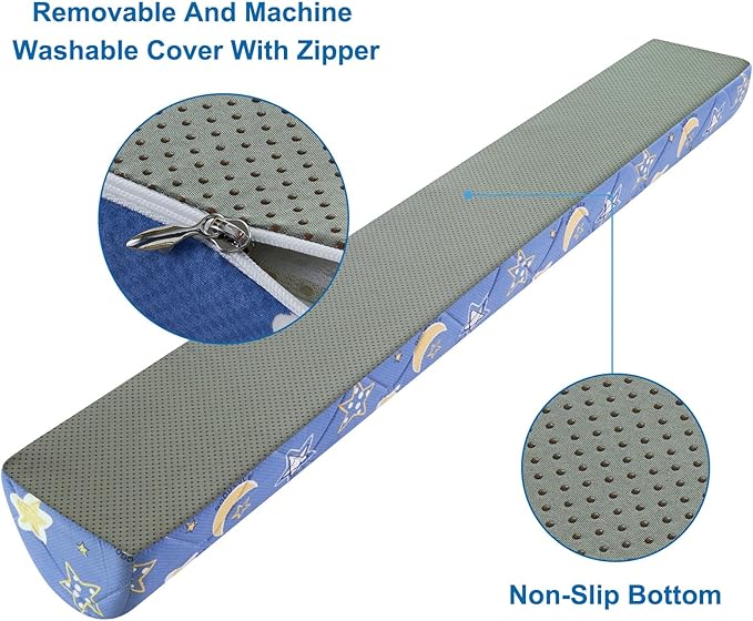 1-Pack Premium Foam Bed Bumpers for Toddler, Non-Slip Bed Rails for Toddlers for Twin, Queen, King Beds, Machine Washable Bumpers Cover for Easy Care（Size：52" x 7" x 5"）