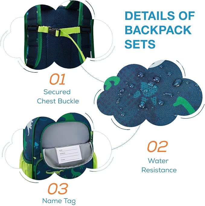 mommore Kids Backpack for Boys Girls Preschool Kindergarten Backpacks Lightweight Elementary School Bookbag with Lunch Box