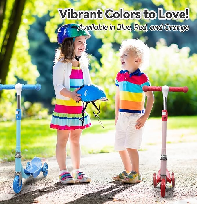 Toddler Scooter, Scooters for Kids Age 3-5, Boy Girl Gift 3-Wheel Kick Scooter with LED Light Up Wheels, Adjustable T-Bar Handle, Cute Deck, Safe Smooth Riding Outdoor, Max 100 lbs, Xmas Box Wrapped