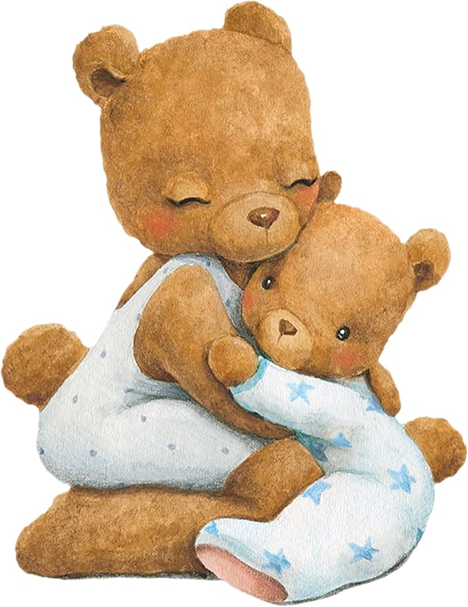 Bear Wall Decals, Baby Boy Room, Teddy Wall Decor, Animal Stickers for Kids Playroom, Toddler Bedroom and Nursery Decoration, Removable Vinyl Decals, Peel and Stick, Easy to Apply