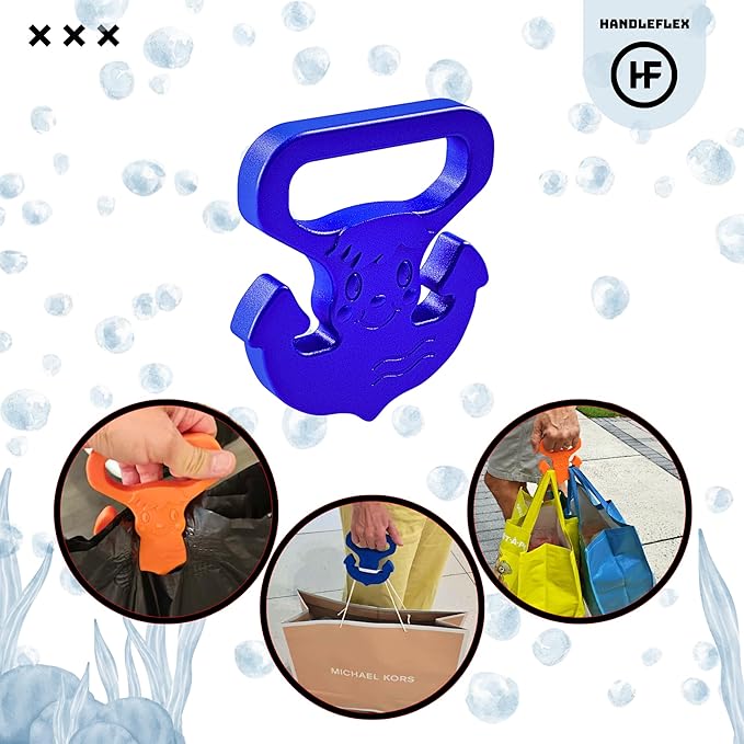 Handle Magic Anchor Boy (1 Unit) Bag Carrier | Ergonomic Grip and Bag Holder | 33 lbs Capacity | Lightweight & Comfortable for Shopping & Travel - Made in USA (Dazzling Blue)