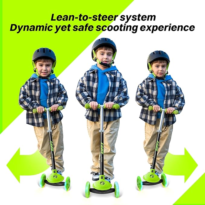 ZIFFY Multicolor 3 Wheel Scooter for Kids 3-5, Toddler Kick Scooters with LED Light-Up Wheels for Boys and Girls, 5 Adjustable Height and Lean-to-Steer Design, Support up to 110 lbs by JOVA