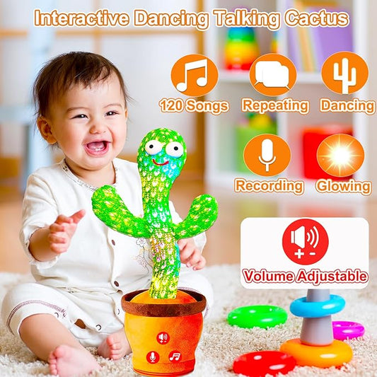 Baby Toys Interactive, Dancing Talking Cactus Toy Volume Adjustable, Mimicking Singing Repeating, Kids Toddler Infant Baby Toys Gifts for Boys Girls, Xmas Gifts for Grandkids, Baby Stocking Stuffers