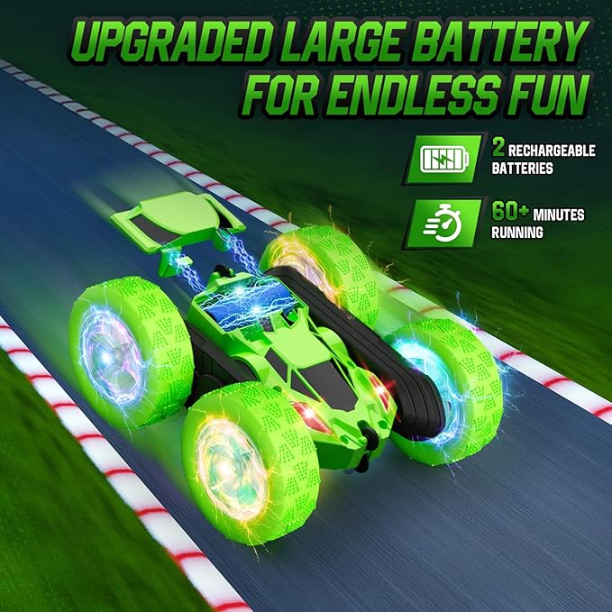 Remote Control Stunt Car for Kids, 360° Spinning Double-Sided RC Toy with LED Wheel Lights, 4WD Rechargeable Vehicle for Boys Ages 6–12, Educational STEM Toy