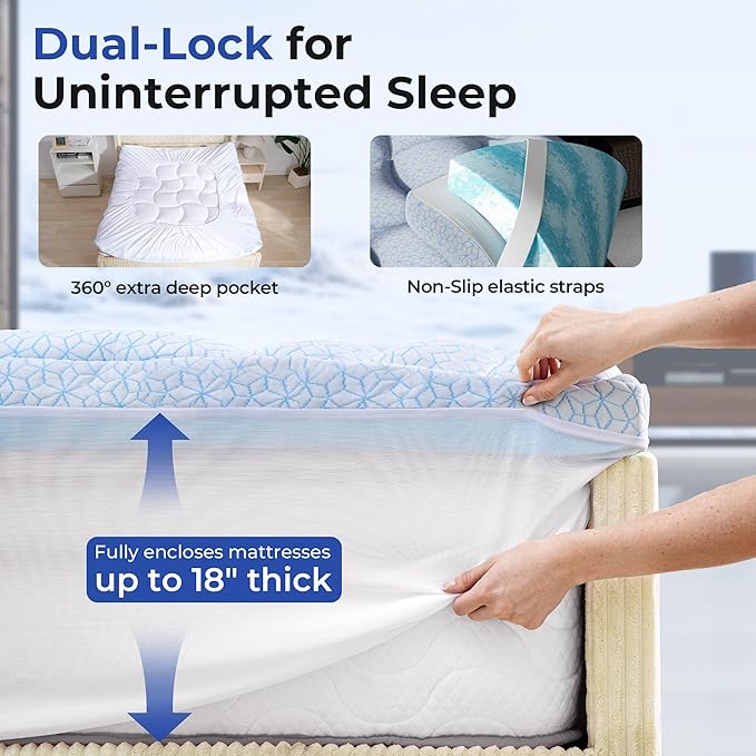 Dual Layer 4 Inch Cooling Memory Foam Mattress Topper Twin Size, 2 Inch Thick Soft Quilted Ice Silk Pillow Top Cover Plus 2 Inch Gel Memory Foam Mattress Pad for Back Pain Relief