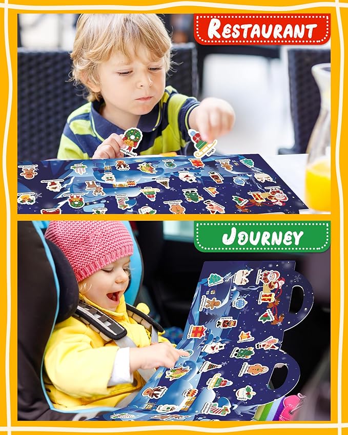 Benresive Reusable Sticker Books for Kids, Sticker Books for Toddlers, Toddler Travel Toys Activities Crafts Ages 3 and Up Birthday Gifts - Christmas