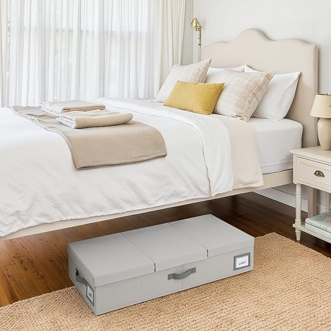 GRANNY SAYS 2 Pack Under Bed Storage, Underbed Organizer with Flid-Top Lid for Bedroom, Grey Clothing Storage Bins for Blankets, Clothes, Shoes