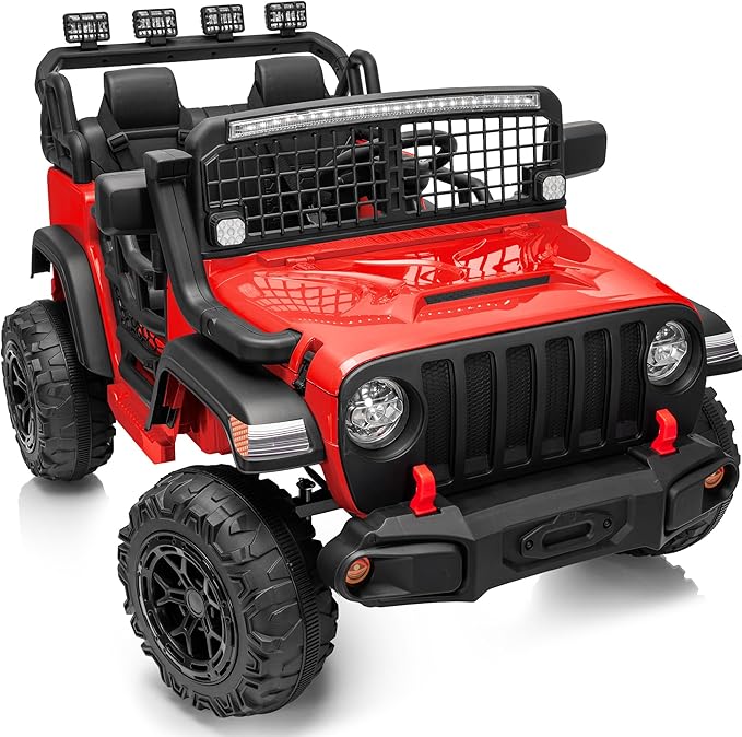 2 Seater Ride on Car Toy, 24V 4WD Electric Car for Kids 4-8 with Remote Control, 4x200W Motors, Capacity 110 lb - Red