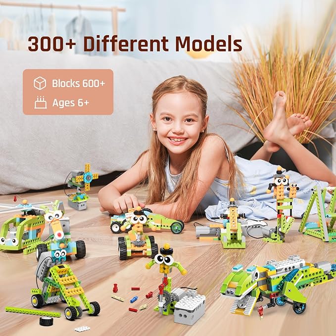 makerzoid Coding Robot Kit for Kids Ages 6+, 200+ in 1 APP Control Dinosaur Robot Toy, Educational Scratch Program Robotic Kit with 47 Video Courses, Toy for Boys Girls(600 Blocks)