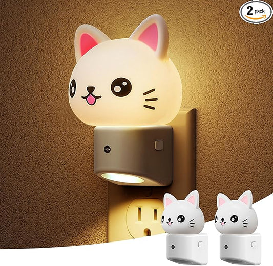 L LOHAS LED Night Light for Kids, 3D Cat Night Light Plug in, Dusk to Dawn Nursery Night Lights, RGB+Soft White 3000K, 3 Lighting Modes, Room Decor, Children
