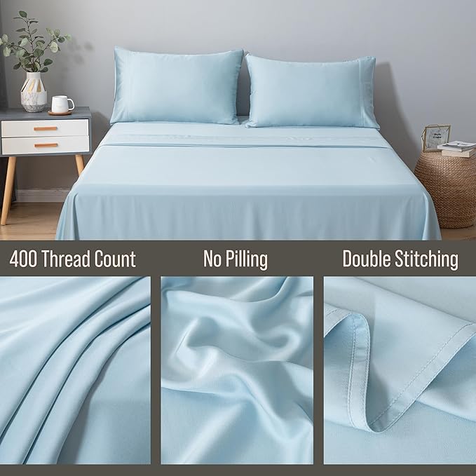 Bella Coterie Luxury Bamboo Viscose King Size Flat Sheet | 100% Organically Grown | Ultra Soft | Cooling for Hot Sleepers [Coastal Blue]