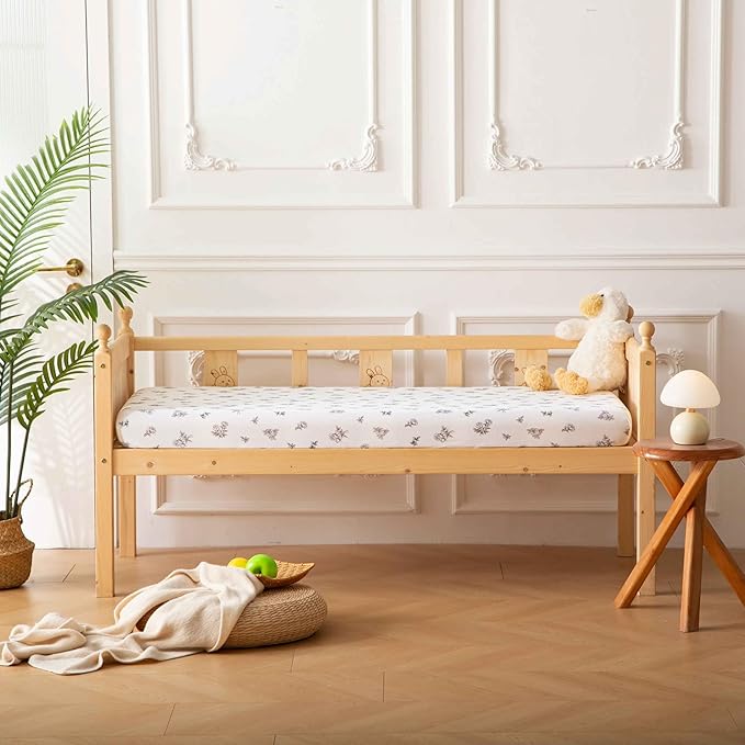 SDY Jersey Crib Sheets for Baby Boys and Girls,52”x28”x8, 2 Pack,Neutral Flower Standard Oval/Retangle Fitted Crib Sheets for Toddler,Super Soft Breathable