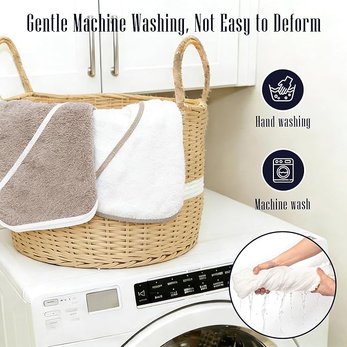 2 Pack Baby Bath Towel - Rayon Made from Bamboo, Ultra Soft Hooded Towels for Kids - X Large Size for 0-7 Yrs (White and Brown, 37.5 x 37.5 Inch)