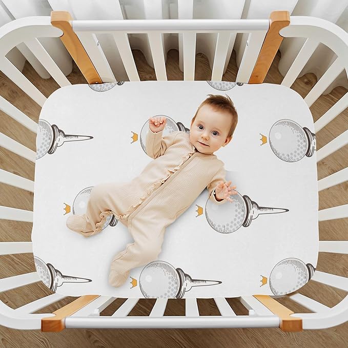 Golf Ball Pattern Crib Sheets Soft Breathable Fitted Baby Crib Sheets Mattress Cover for Girls Boy, 52" x 28" x 9"