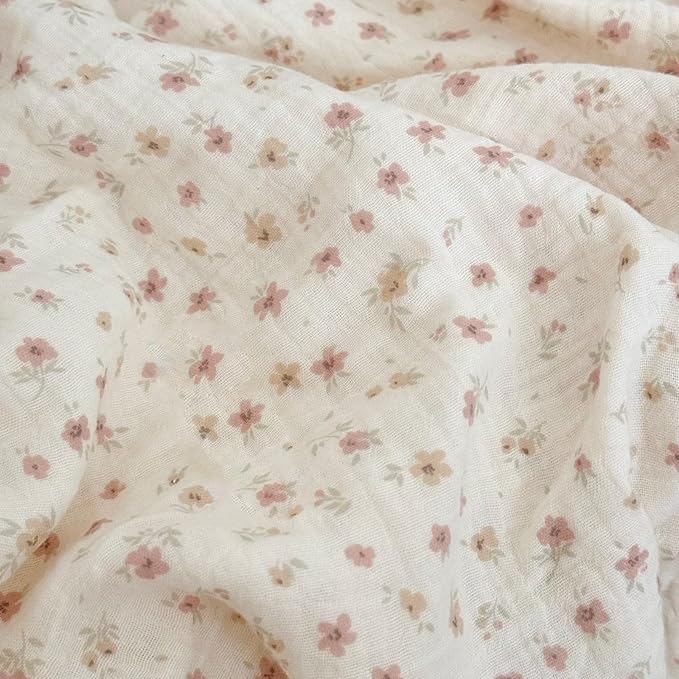 BuLuTu Chic Shabby Vintage Floral Duvet Cover Twin for Kids Girls Boys 100% Cotton Muslin Ruffled Quilt Cover Twin, 68"x86", Pink Floral Print, Soft Breathable, Zipper Closure, No Pillowcase