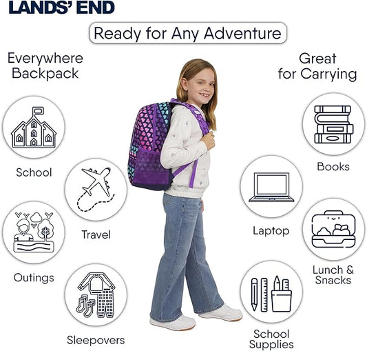 Lands' End Unisex Kids Medium ClassMate Lightweight Durable Elementary School Backpack, Rose Violet