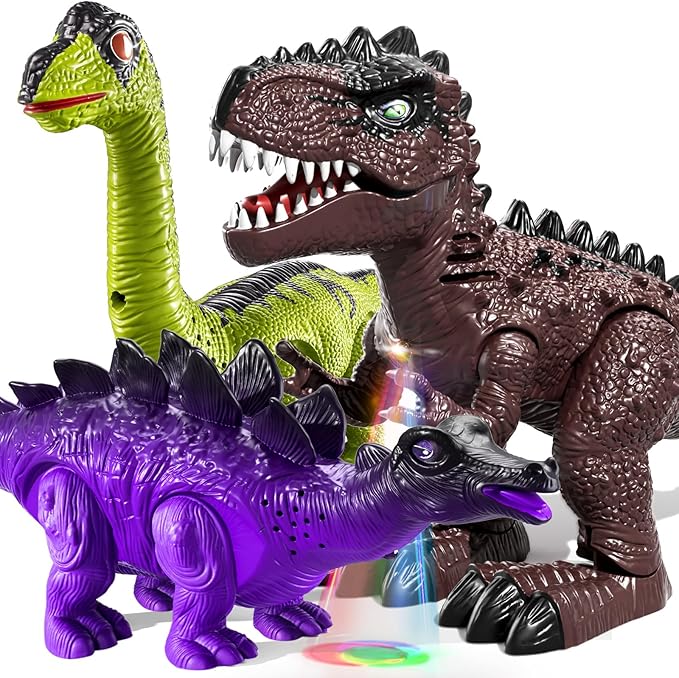 Dinosaur Toys for Kids 3 4 5 6 7 8 Years Old - Electronic Walking Dinosaur Figures for Boys 4-7 5-7, Toddler Boys Toys Set for Kids 3-5 with Sound Light, Birthday Gifts