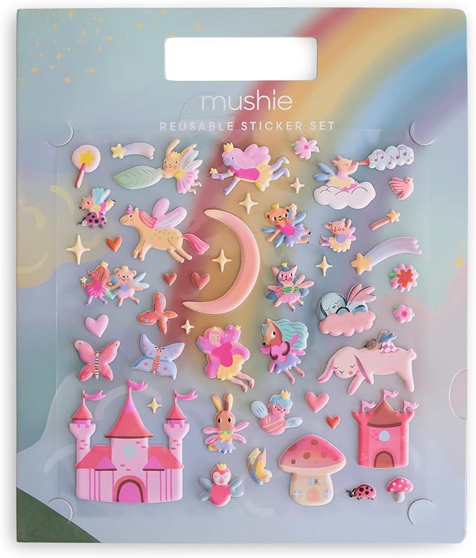 mushie Reusable Sticker Book Set (Fairies) | 100+ Removable Puffy Stickers | Arts & Crafts Activity for Kids | Ages 3+
