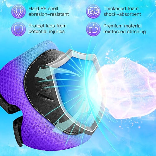 Kids Protective Gear Set Knee Pads for Kids 3-14 Years Toddler Knee and Elbow Pads with Wrist Guards 3 in 1 for Skating Cycling Bike Rollerblading Scooter