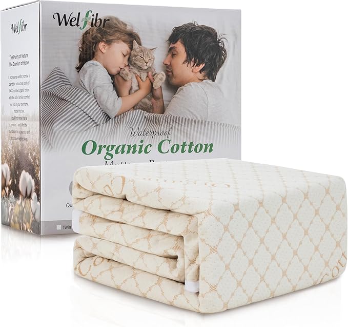Mattress Protector 100% Waterproof Organic Cotton Mattress Protectors Twin Noiseless 3D Air Fabric Mattress Cover Breathable Protectors Bed Cover Washable Covers with Deep Pocket 39"X75"