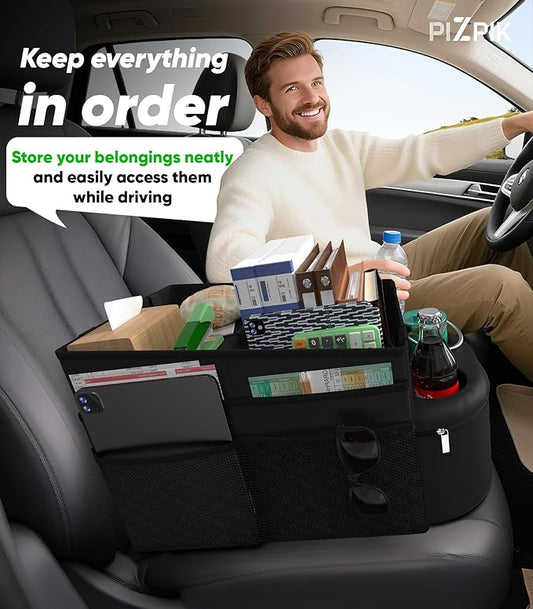 Plzpik Large Car Seat Organizer with Removable Cooler Bag for the Front or Back Seat for Kids and Adults.Versatile for Use in Multiple Scenarios.