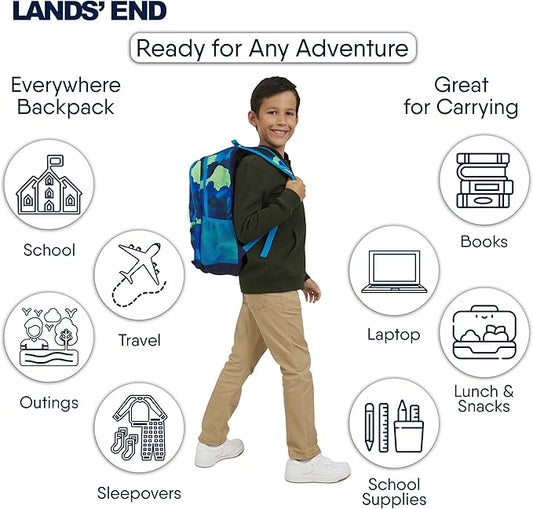 Lands' End Unisex Kids Large ClassMate Lightweight Durable Elementary School Backpack, Nicci