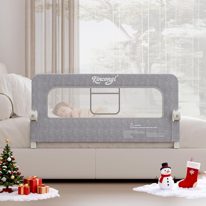 Bed Rail for Toddlers, 47 Inch Swing Down Bed Rail for Baby with Wider U-Shape Base, Breathable Toddler Bed Rails for King, Queen, Full, Twin Baby Bed Rail Guard