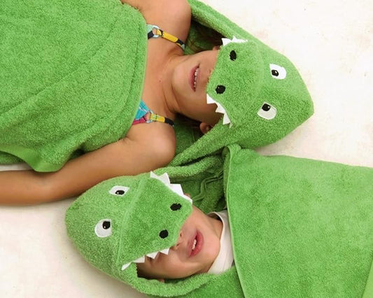 Hooded Baby Towel for Kids 2-8 | Large 100% Cotton Baby Towel for Boys or Girls | Unisex Cute Alligator Bath Towels for Babies and Toddlers in Green