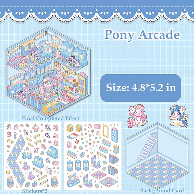 DIY 3D Sticker for Kids, 6 Sets of Cute Stickers for Girls Adult Isometric Sticker Scene Kids Reuseable and Waterproof Stickers, Holiday & Christmas Fun