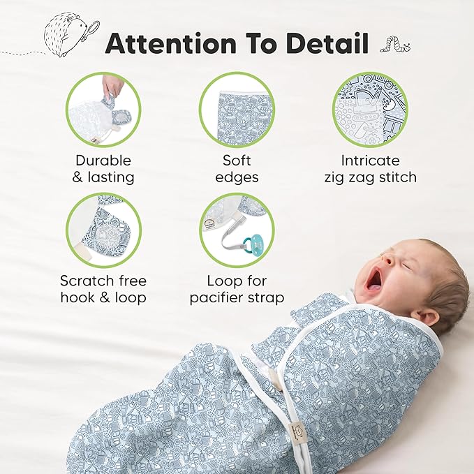 KeaBabies 3-Pack Organic Baby Swaddle Sleep Sacks - Swaddles for Newborns, Infant 0-3 Months, Baby Girls, Boys, Soft & Snug Newborn Sleep Sack, Nursery Swaddling Blankets (Excavation)