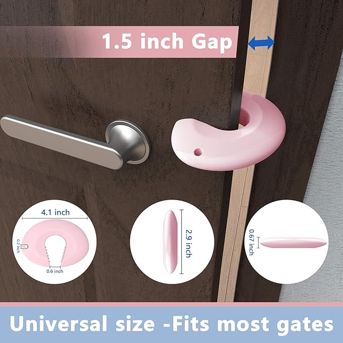 Neobay Door Pinch Guard and Door Slam Stopper, Durable Silicone Door Finger Pinch Guard, Prevents Slamming on Even Heavy Doors, Non-Toxic & Pet Friendly, 4 Packs （2 Pink 2 Blue）