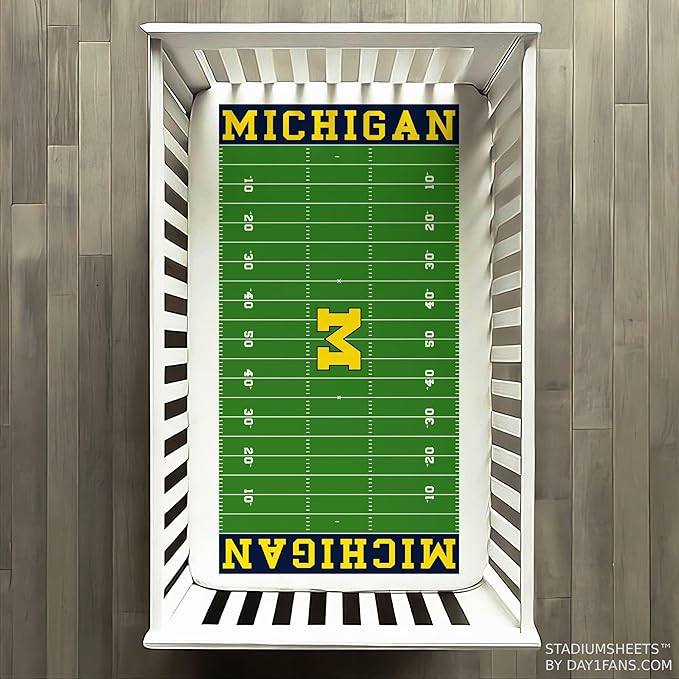 STADIUMSHEETS Day1Fans Officially-Licensed Fitted Crib Sheet (Michigan Wolverines)