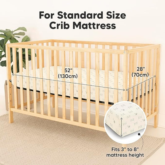 2-Pack Waterproof Baby Crib Sheets for Boys, Girls - 52x28 Viscose Derived from Bamboo Toddler Bed Sheet Neutral, Fitted Crib Mattress Protector Cover for Baby Bedding, Soft & Gentle (Bumble Bear)