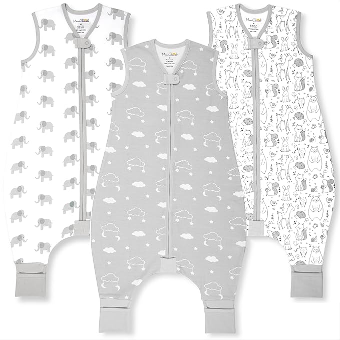 Mama Cheetah Toddler Sleep Sack with Feet 4T-5T, 0.5 TOG Organic Cotton Baby Wearable Blankets with Legs, Baby Sleeping Bag for Walkers, Early Walker X-Large, 3-Pack