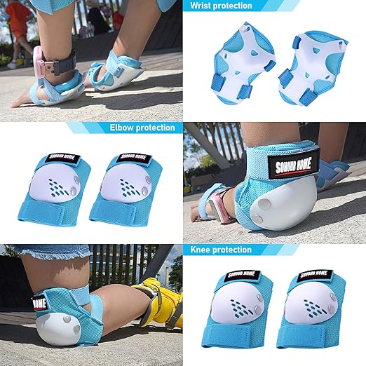 Kids/Youth Knee Pads Elbow Pads Wrist Guards 3 in1Protective Set, for 3-15 Years Child Roller Skates, Cycling, Inline Skating, Skateboard, BMX Bike, Balance Bike, Scooter Riding Sports