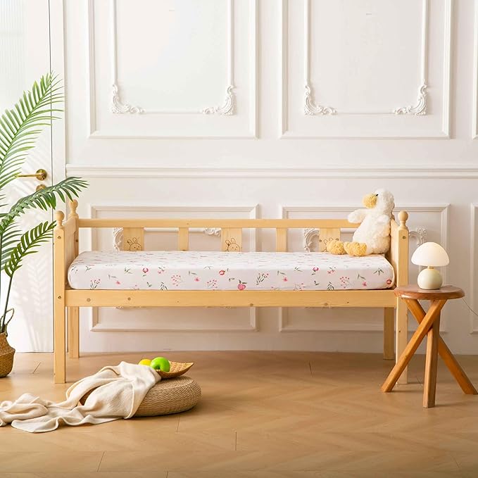 SDY Jersey Crib Sheets for Baby Boys and Girls,52”x28”x8, 2 Pack,Neutral Flower Standard Oval/Retangle Fitted Crib Sheets for Toddler,Super Soft Breathable