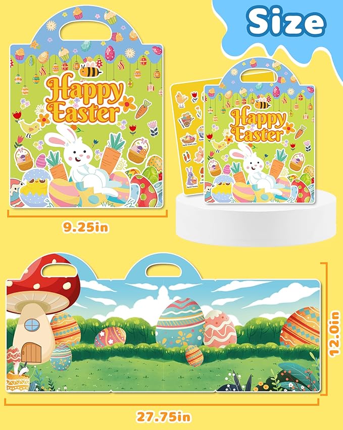 Benresive Reusable Sticker Book for Toddlers 2-4 Years, Fun Travel Stickers for Kids, Waterproof Sticker Books for Toddlers 1-3, Crafts Activities for Todddlers 1-3 2-4 3-5 - Easter