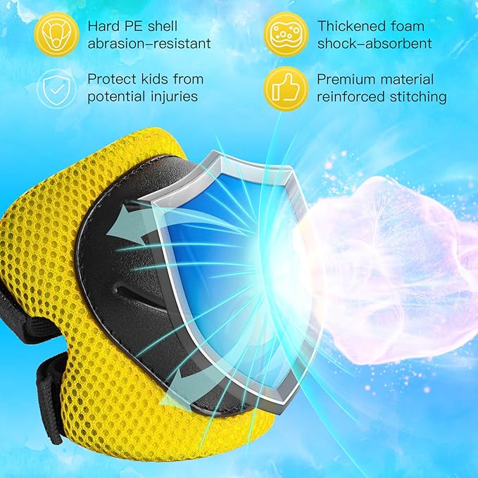 Kids Protective Gear Set Knee Pads for Kids 3-14 Years Toddler Knee and Elbow Pads with Wrist Guards 3 in 1 for Skating Cycling Bike Rollerblading Scooter