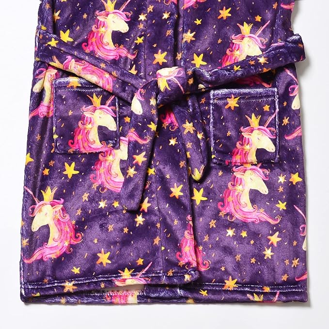 QPANCY Girls Robe Kids Bathrobes Soft Plush Fleece Pajamas Sleepwear