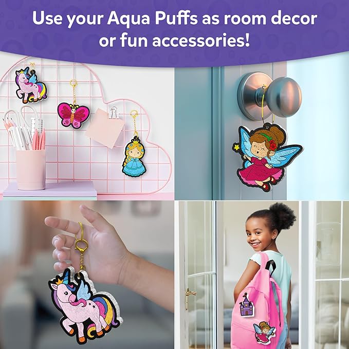 Skillmatics 3D Art Kit - Aqua Puffs Princesses & Unicorns, Stocking Stuffers, Paint by Number Craft for Kids, DIY Color & Inflate Activity, Christmas Gift for Girls & Boys Ages 4, 5, 6, 7, 8, 9, 10