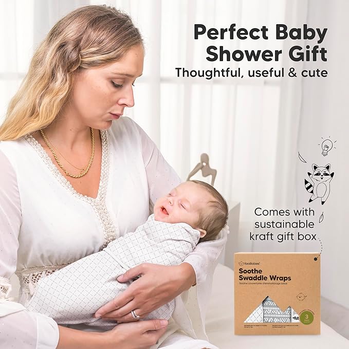 KeaBabies 3-Pack Organic Baby Swaddle Sleep Sacks - Swaddles for Newborns, Infant 0-3 Months, Baby Girls, Boys, Soft & Snug Newborn Sleep Sack, Nursery Swaddling Blankets (Nordic, XS)