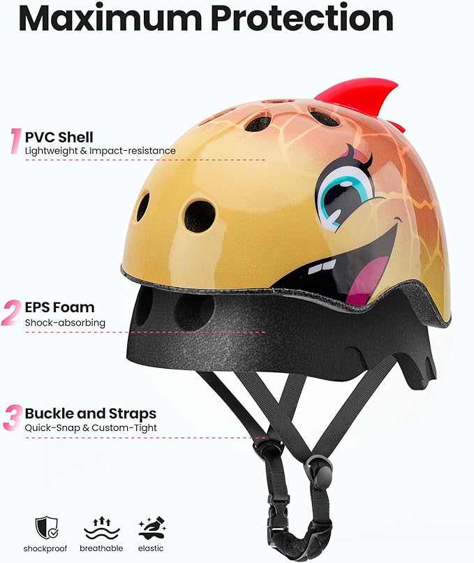 OutdoorMaster Kids Bike Helmet - Protective, Adjustable, Lightweight, Comfortable - Multi-Sport for Boys and Girls, 2 Sizes