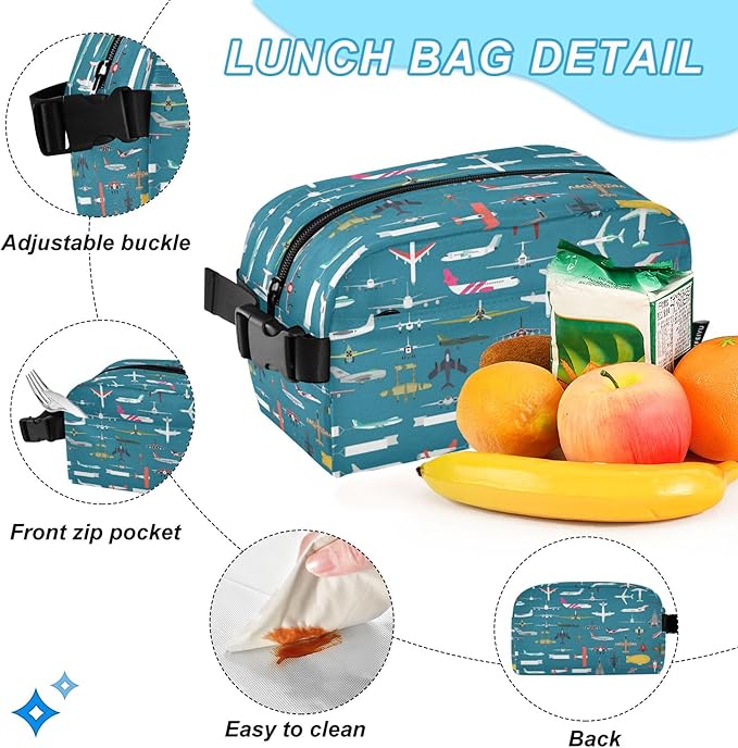 Jucciaco Airplane Plane and Aircraft Backpack with Lunch Bag, School Travel Backpack for Teens Boys Girls Kids Backpacks Set