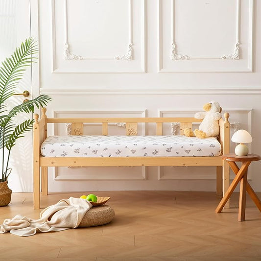 SDY Jersey Crib Sheets for Baby Boys and Girls,52”x28”x8, 2 Pack,Neutral Flower Standard Oval/Retangle Fitted Crib Sheets for Toddler,Super Soft Breathable