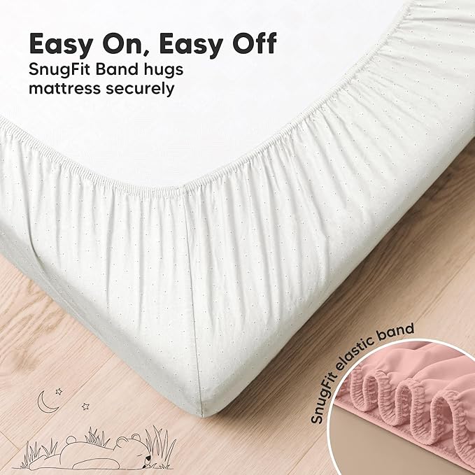 KeaBabies 2-Pack Fitted Crib Sheets for Boys, Girls, Baby - Soft Bamboo Viscose Cotton, 52x28 Standard Crib Mattress Sheets, Toddler Bed Mattress Cover, Gender Neutral, Breathable, Durable (Rose)