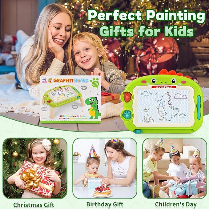 Magnetic Drawing Board for Toddlers 1-3 Years | Color Erasable Doodle Pad | Portable Travel Educational Learning Toy for Early Development | Birthday Christmas Gifts for Boys Girls 1 2 3 (Green)