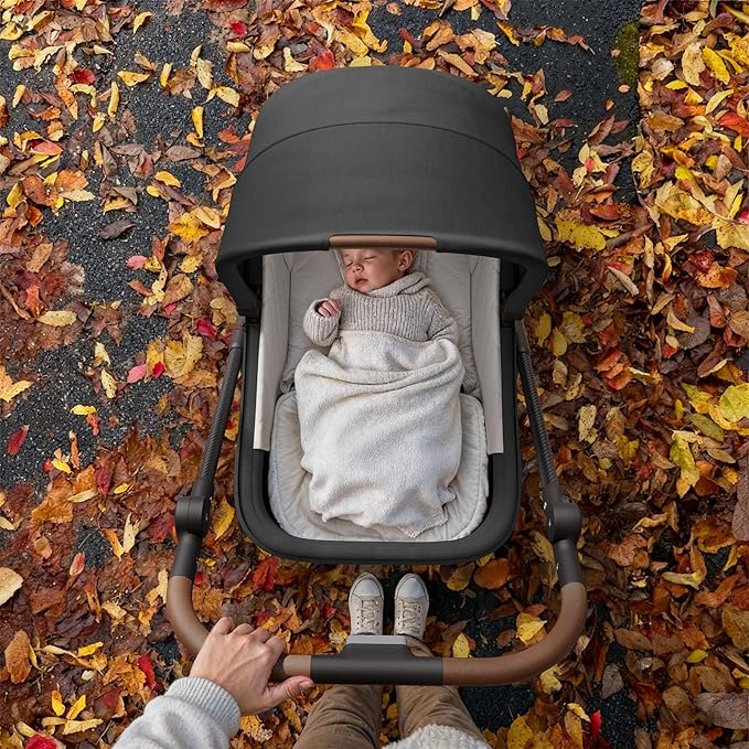 MAMAZING Air Lux Baby Stroller, Strength Carbon Fiber Frame & Only 15.8lbs, Infant Stroller with Bassinet & Cup Holder, One-Hand Compact Folding & Reversible Seat, Soft Insert & Car Seat Adapter